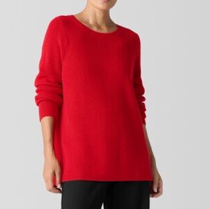 Eileen Fisher Sweater Merino Wool Italian Wool Crew Neck Rib Knit XS